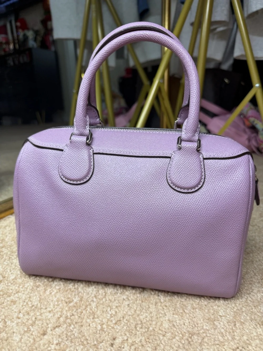 Coach Mini Bennett Satchel Lavender Crossbody Bag Lilac Leather Top Handle Purse - Picture 4 of 14
